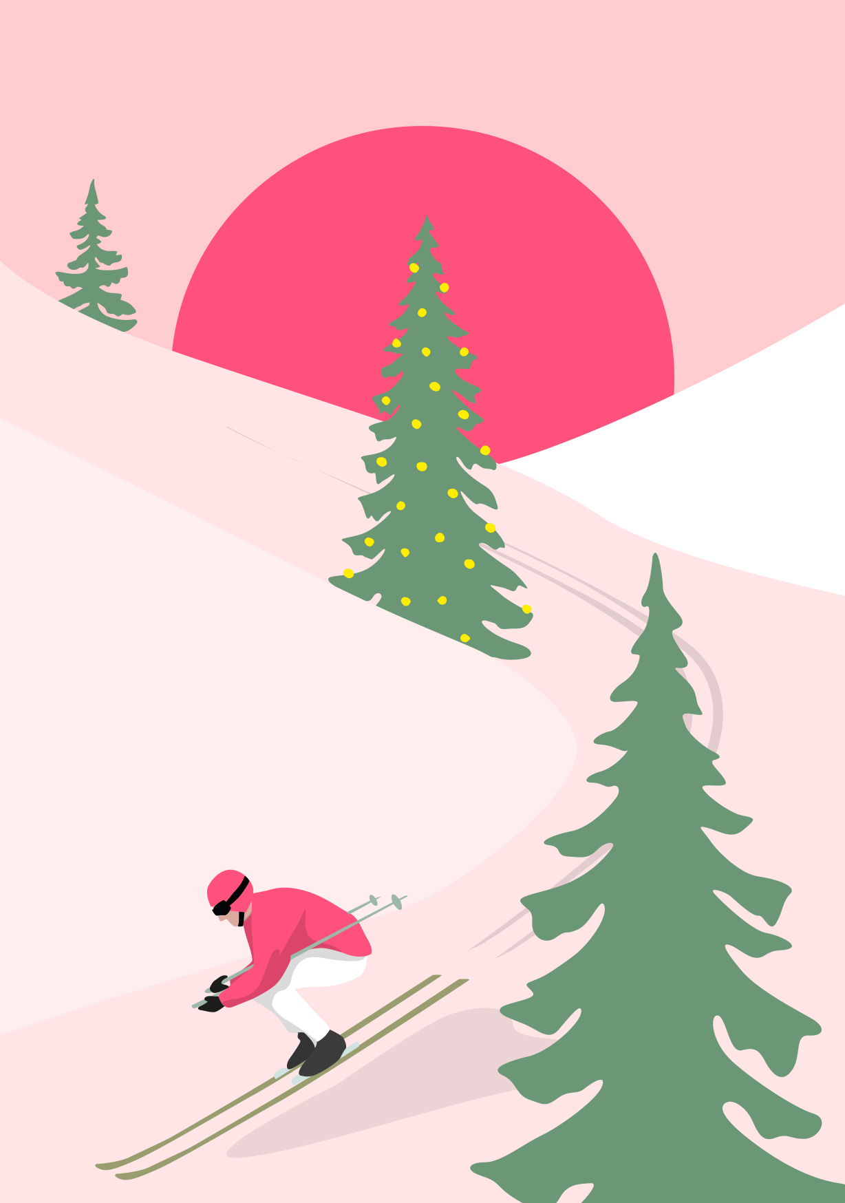 Postcard - luminous - Skier