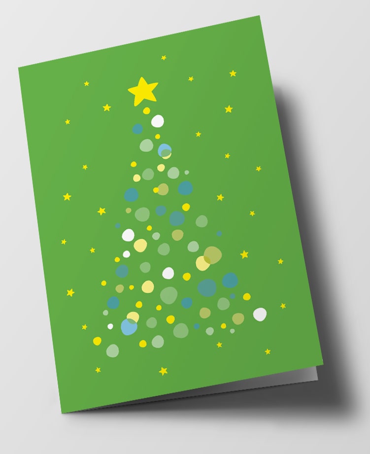 C6 folding card - nola - green dots tree