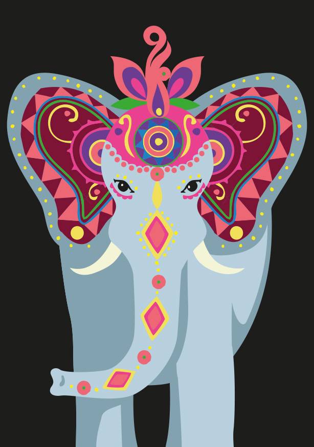 Postcard - happiness - indian elephant