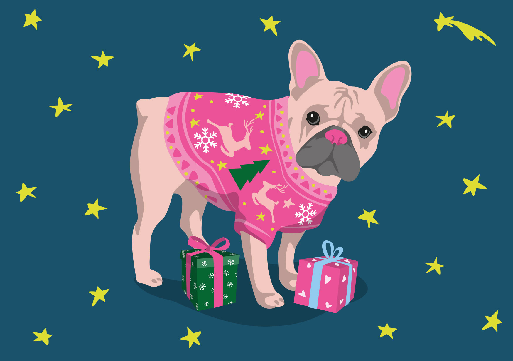 Postcard - luminous - Winter Bulldog Postcard - luminous - Winter Bulldog