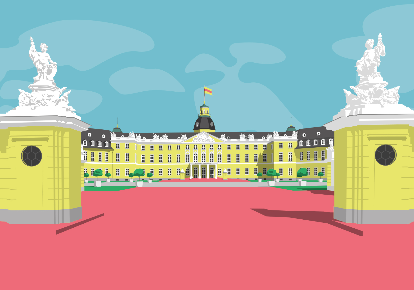 Postkarte -Bon Voyage- Schloss Karlsruhe Postkarte -Bon Voyage- Schloss Karlsruhe