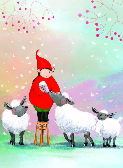 Postkarte - Tabea Güttner - Wichtel Schaf