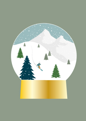 Postkarte - Toni Starck - Snow globe ski Postkarte - Toni Starck - Snow globe ski