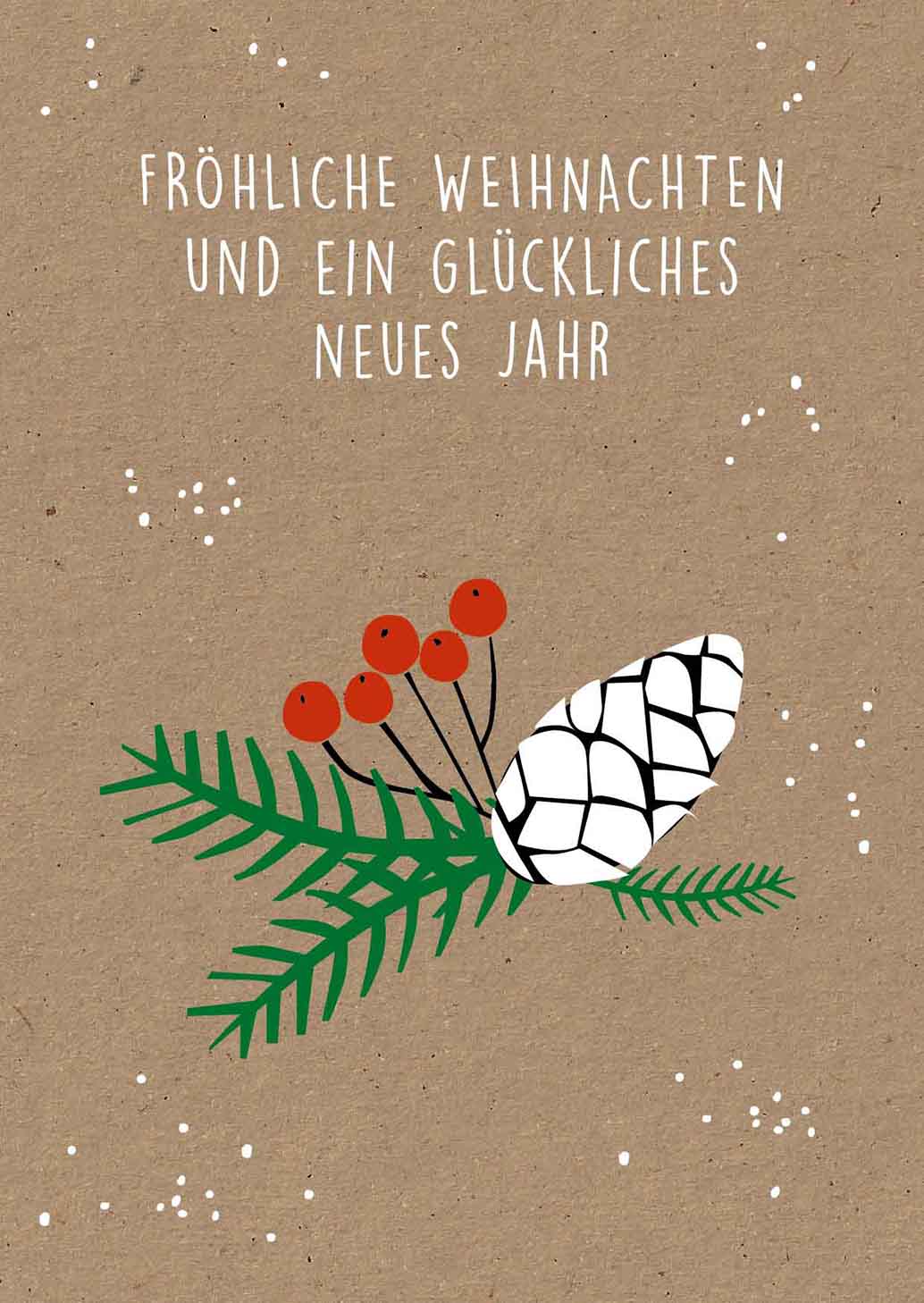 Postkarte - Designfräulein - Fröhliche Weihnachten Tannenzapfen