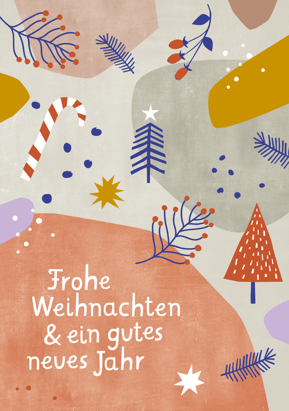 Postkarte - Designfräulein - Frohe Weihnachten und ein gutes Neues Jahr bunt
