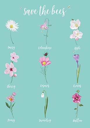 ArtPrint A5 - m-illu -9 Flowers
