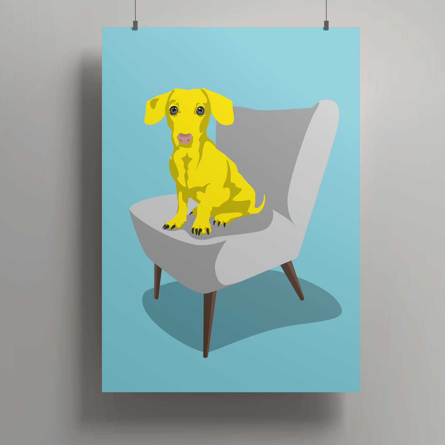 *Artprint A3 - Sitting Dachshund