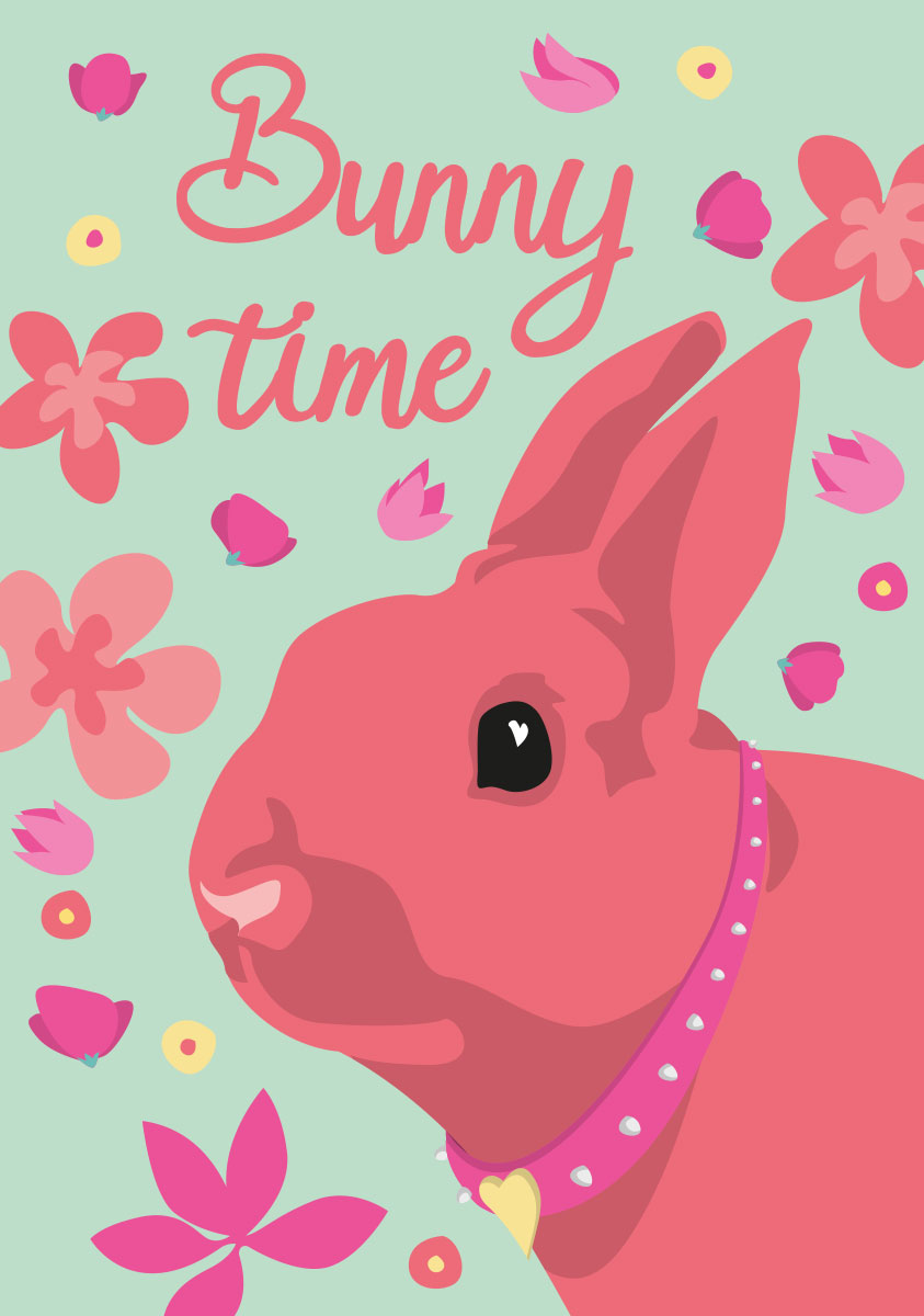 Postcard - luminous - Bunny Time