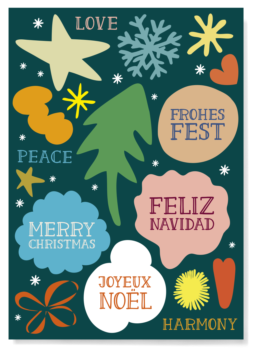 Postkarte - familytree - Weihnachten international