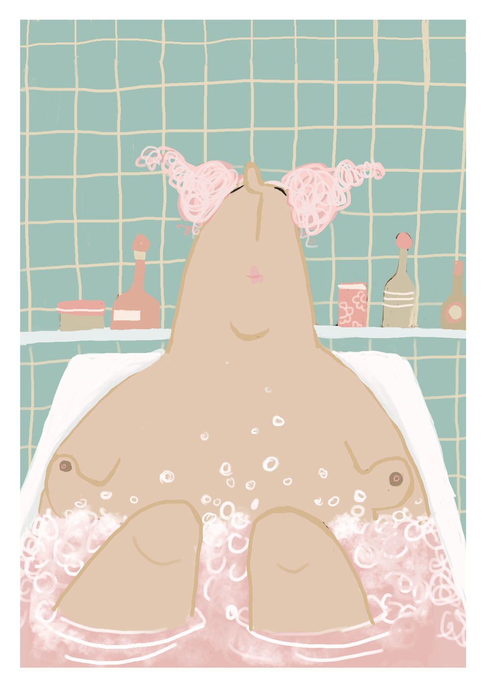 Postkarte - kittiekatstudio - bad