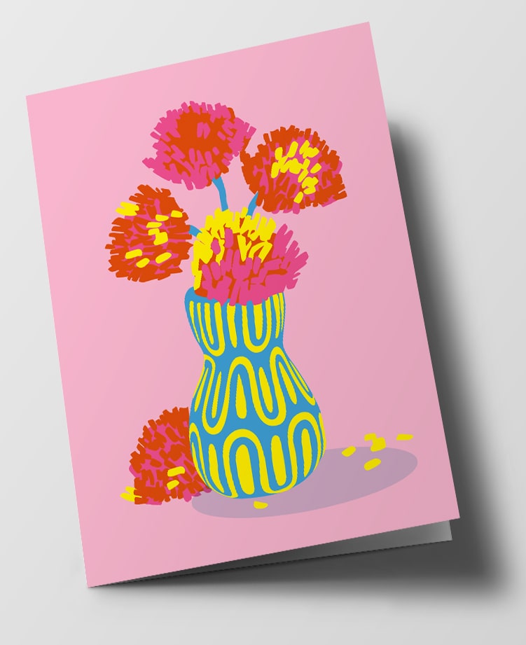 C6 Folded Card - Boho - Pink Flame
