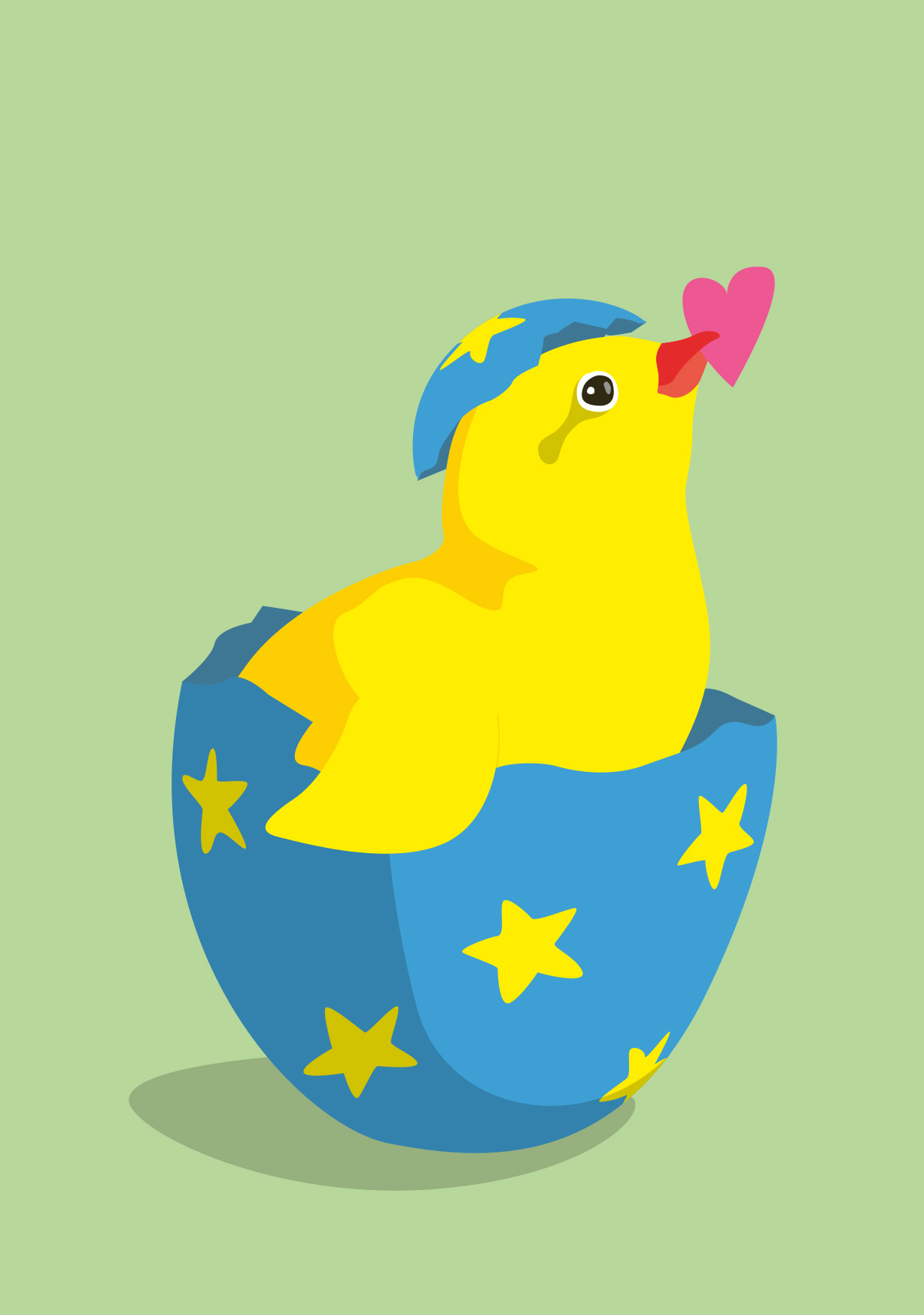 Postcard - luminous - Chick in an egg