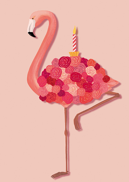 Postkarte - Toni Starck - Rosenflamingo