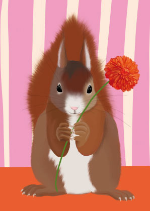 Postkarte - Toni Starck Vanilla - Flower Squirrel