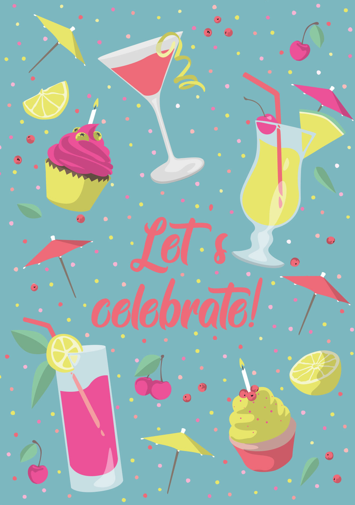Postcard - luminous - Let's celebrate Postcard - luminous - Let's celebrate
