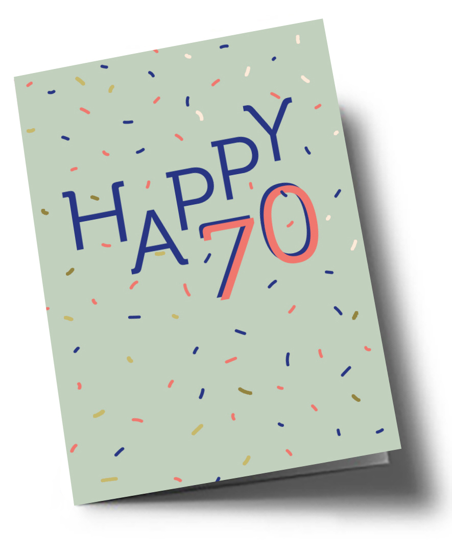 Klappkarte C6 - Typoesie - Happy 70