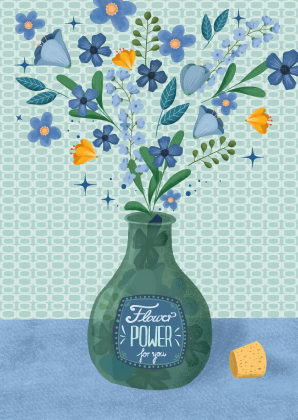 Postkarte - Toni Starck - A bottle flower power