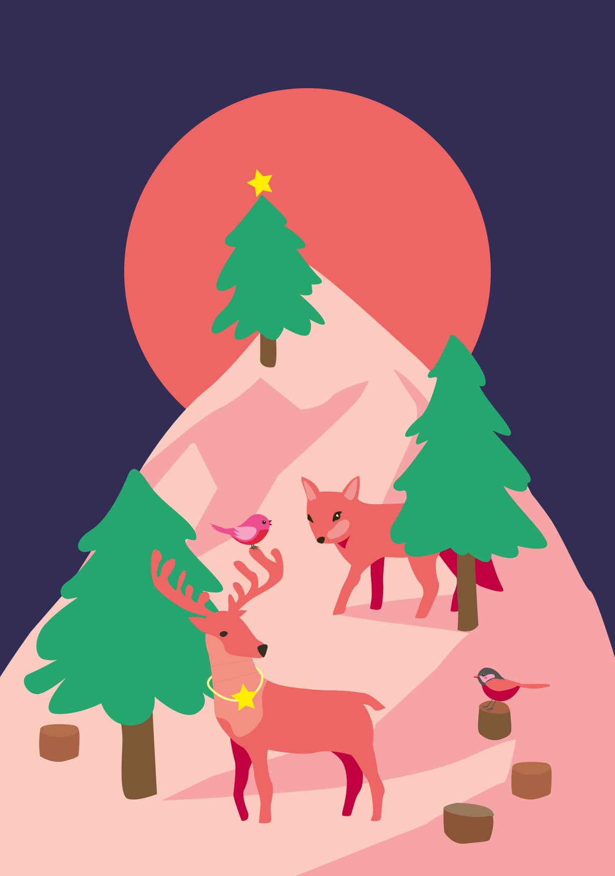 Postcard - luminous - deer