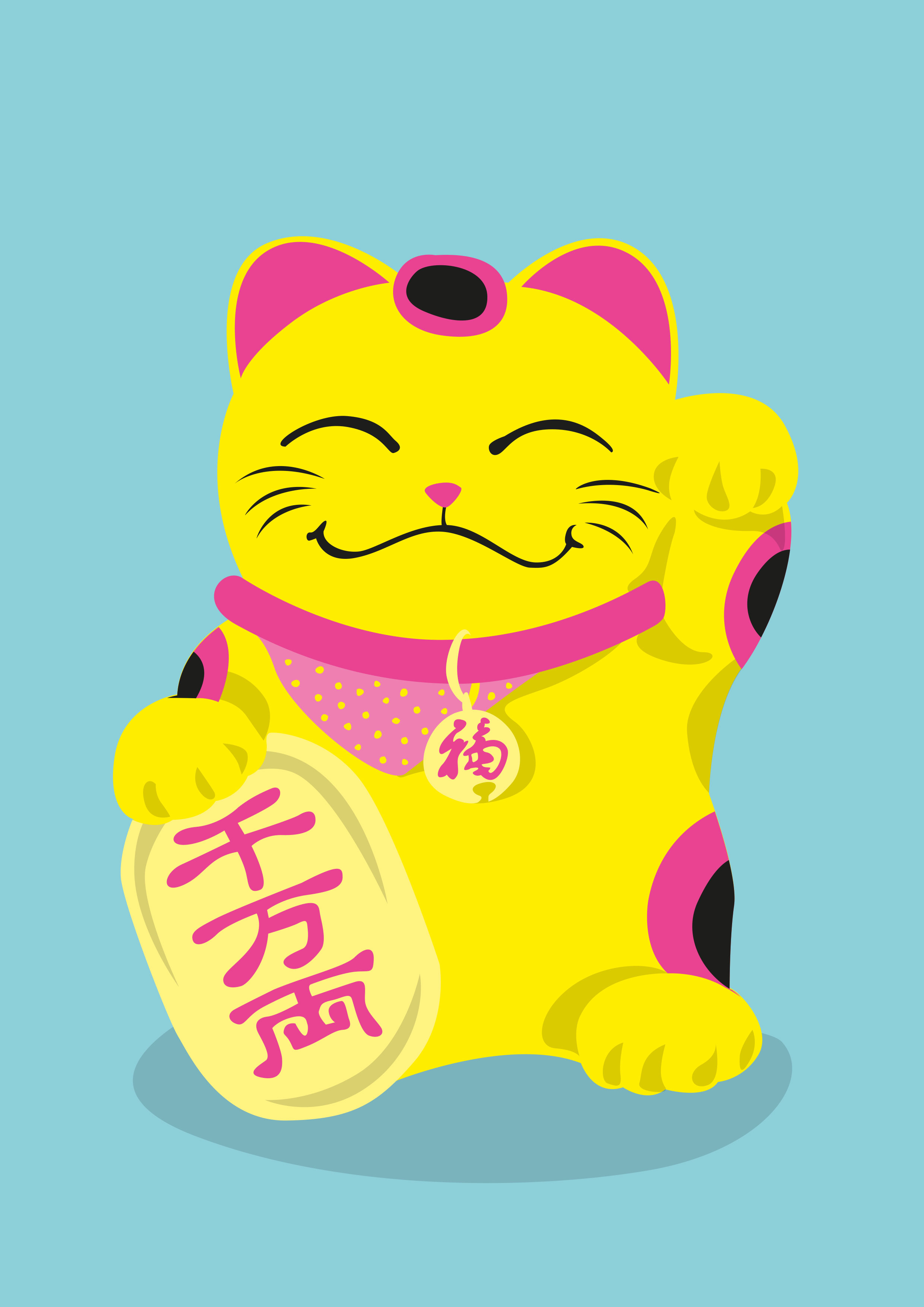 Artprint A3 - Waving Cat Artprint A3 - Waving Cat