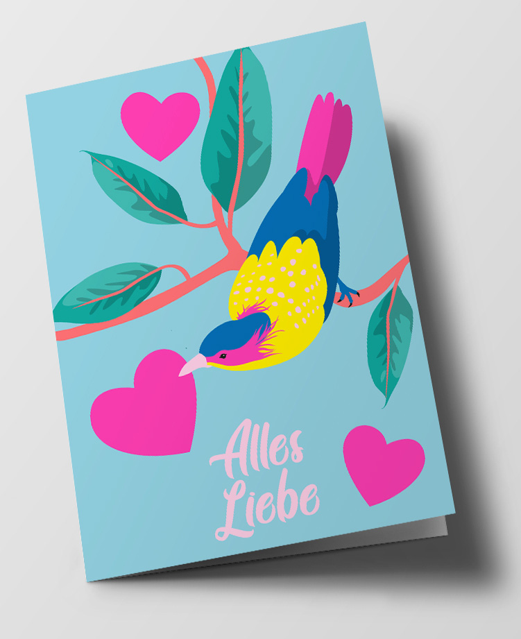 C6 folding card - Happiness - All the Best, Little Birds