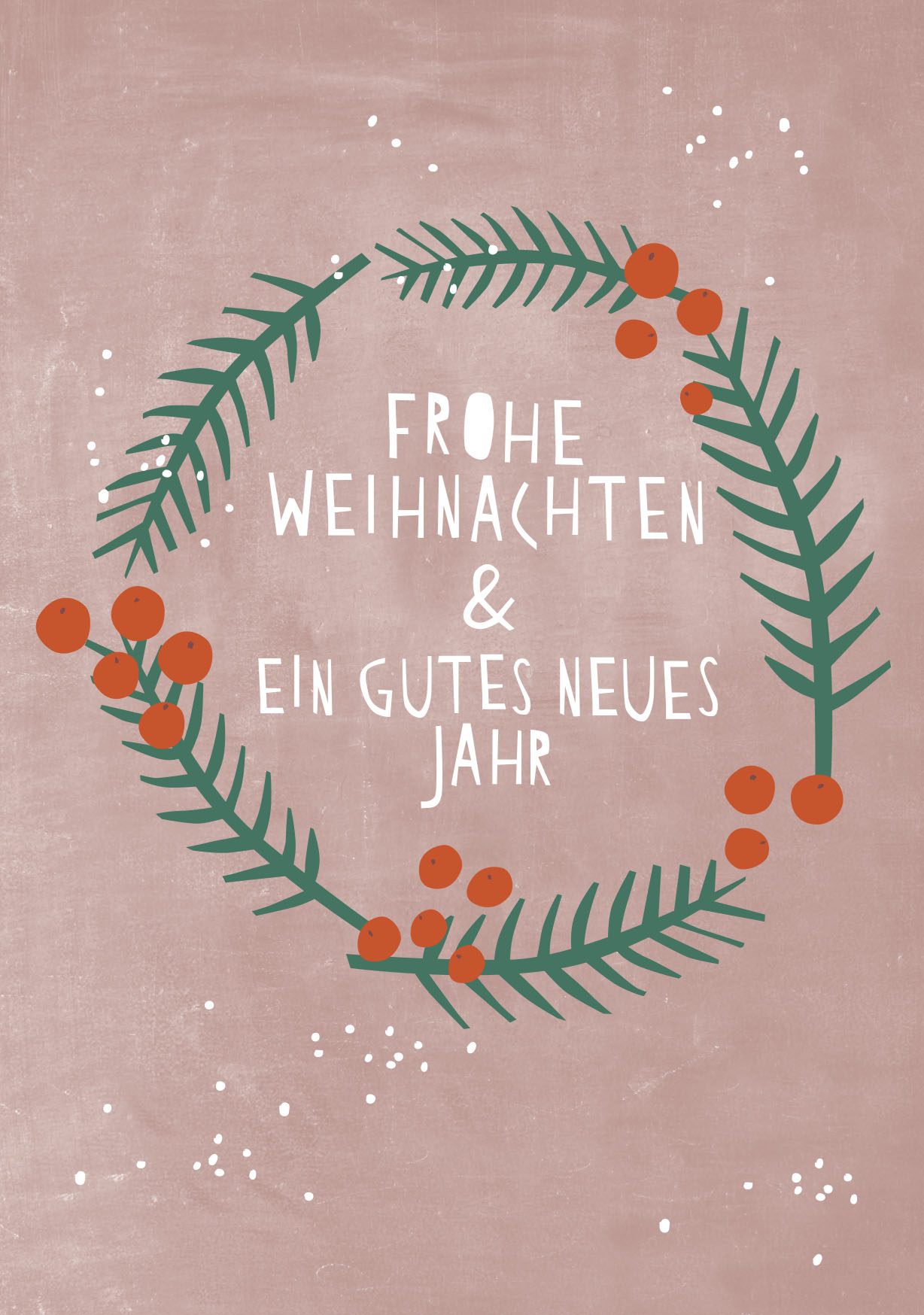 Postkarte - Designfräulein - Frohe Weihnachten Kranz rosa