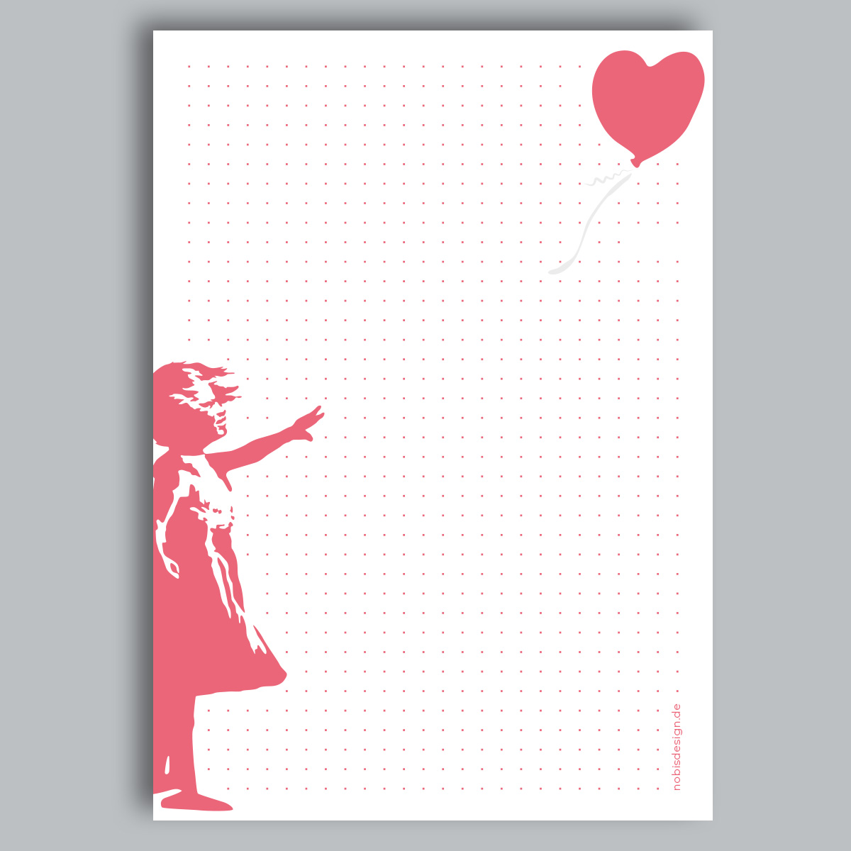 Notepad A5 - neonstyle - neon heart balloon and girl