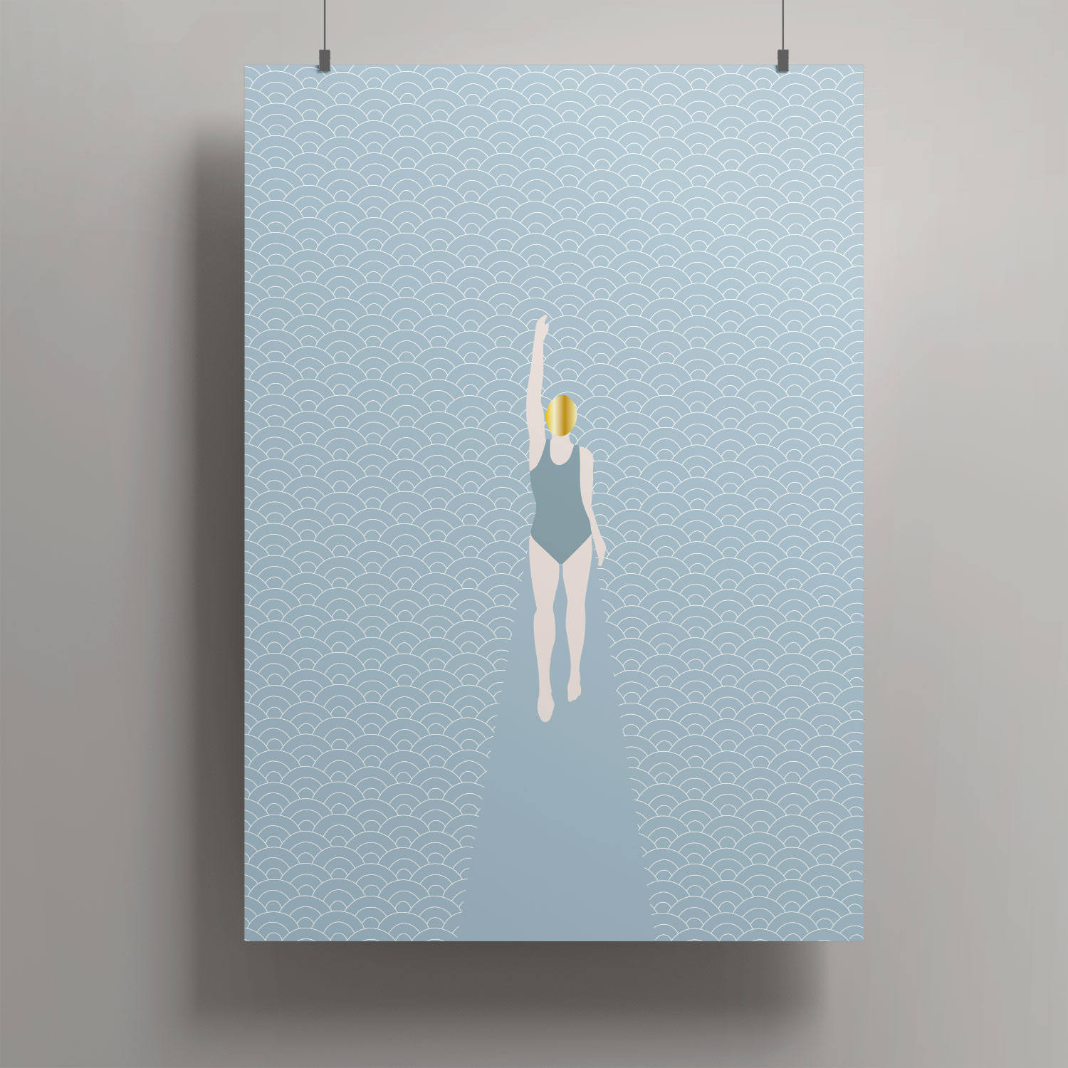 Artprint A3 - Toni Starck - swimmer in waves