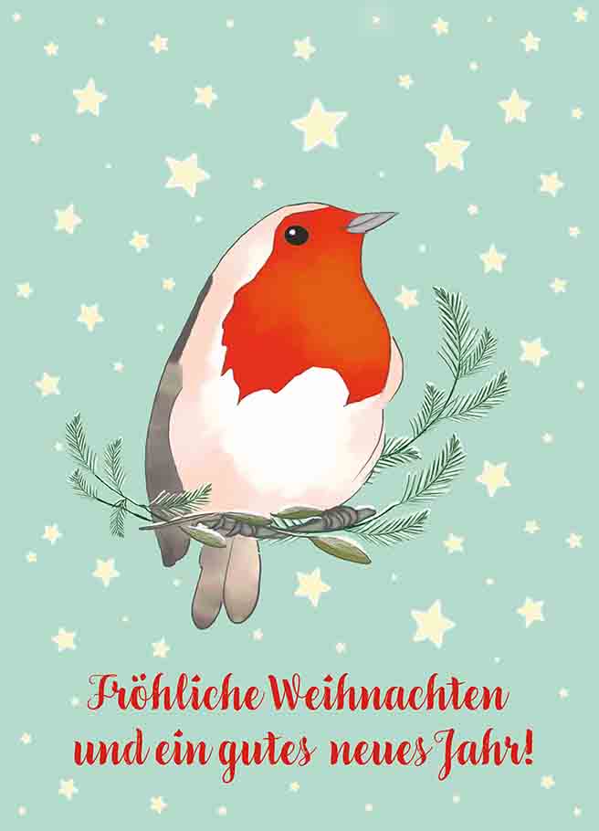 Postcard - m-illu - Robin stars