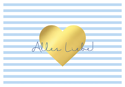 Postkarte - La Card - Goldherz, blau