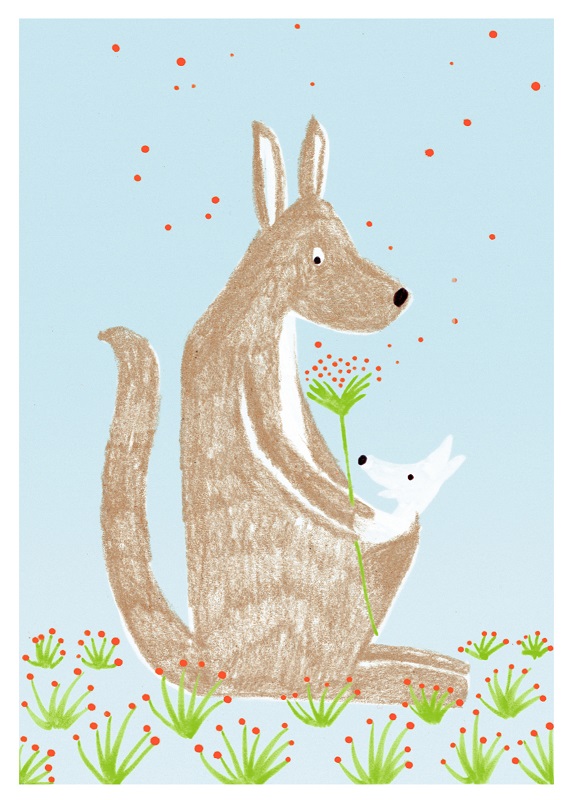 Postkarte - schönegrüsse - Känguruh mit Baby