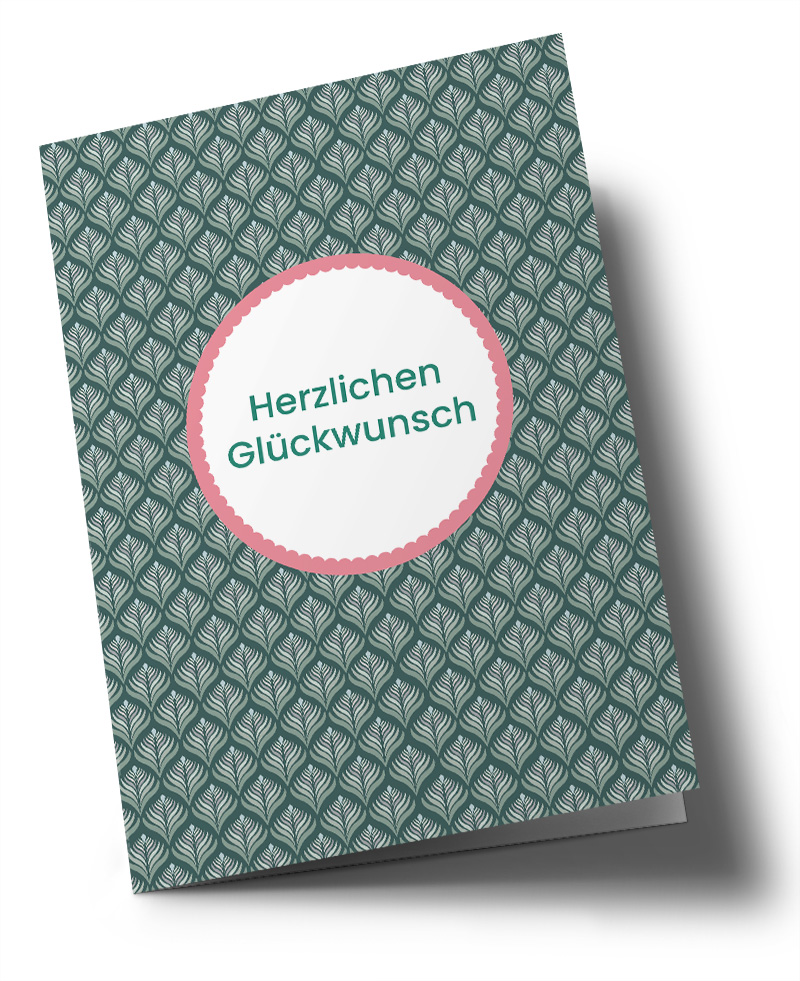 Doublecard C6 - Toni Starck Pattern - Green Elegance, Herzlichen Glückwunsch