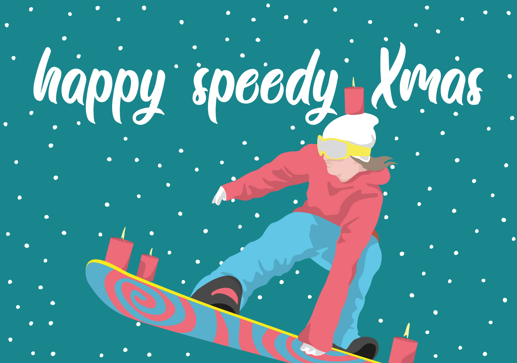 Postkarte - luminous - Holy speedy X-mas Snowboard