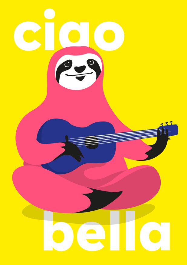 Postkarte - neonstyle - ciao bella