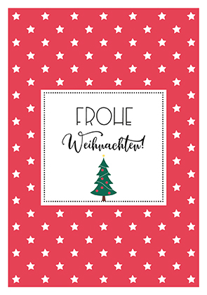 Postkarte - La Card - Rote Sterne, Bäumchen