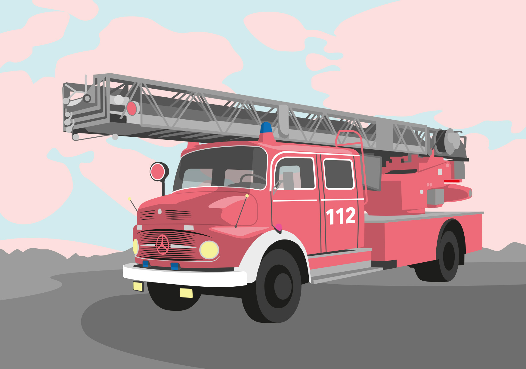 Postkarte - luminous - Feuerwehrauto