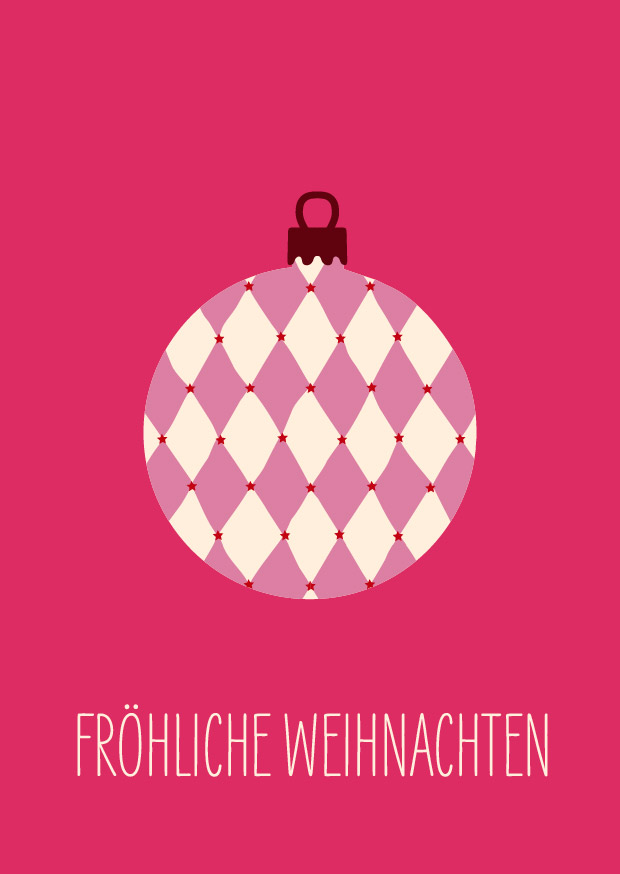 Postcard – Andrea Liesert – Christmas bauble with diamond pattern