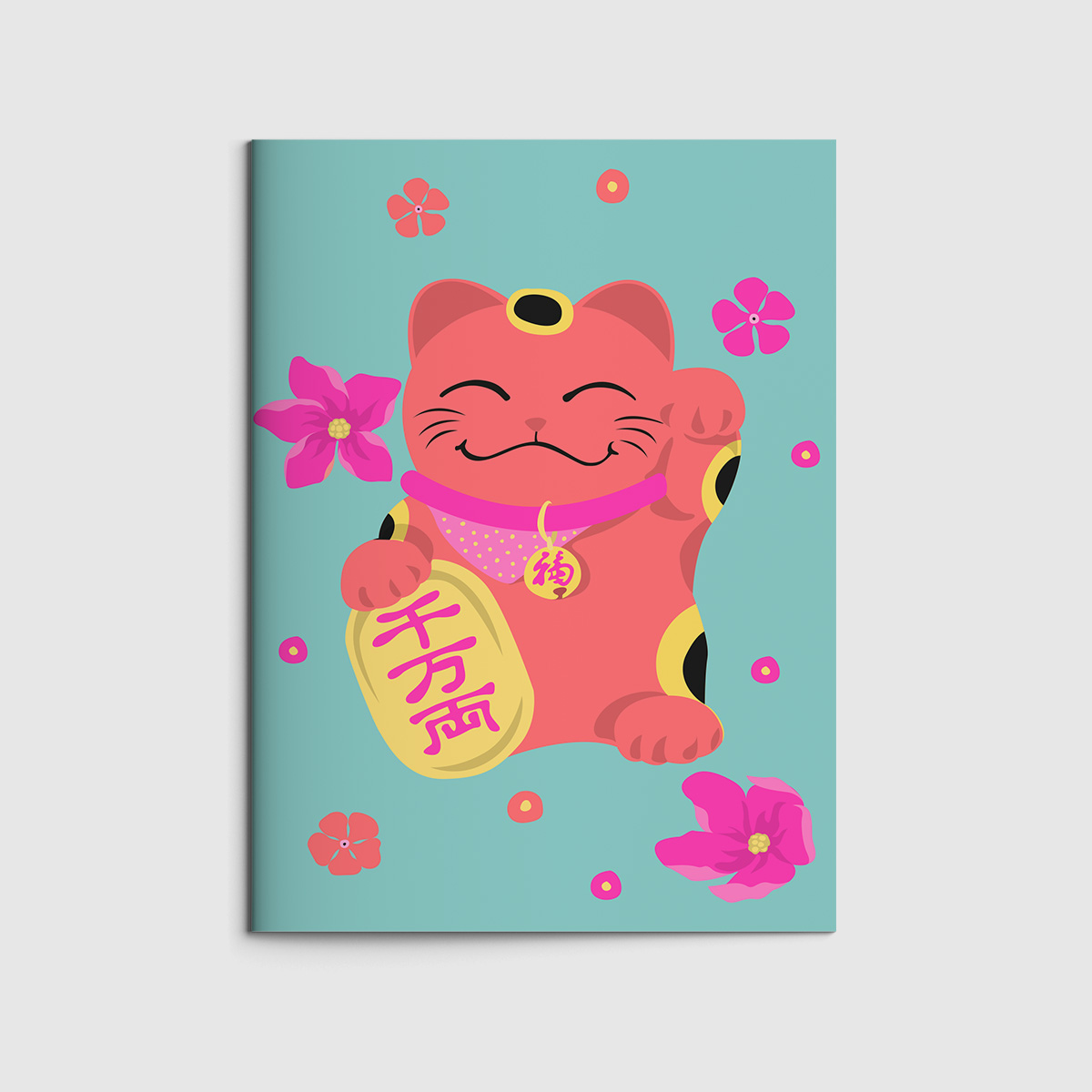 Booklet A6 - happiness - Waving Cat