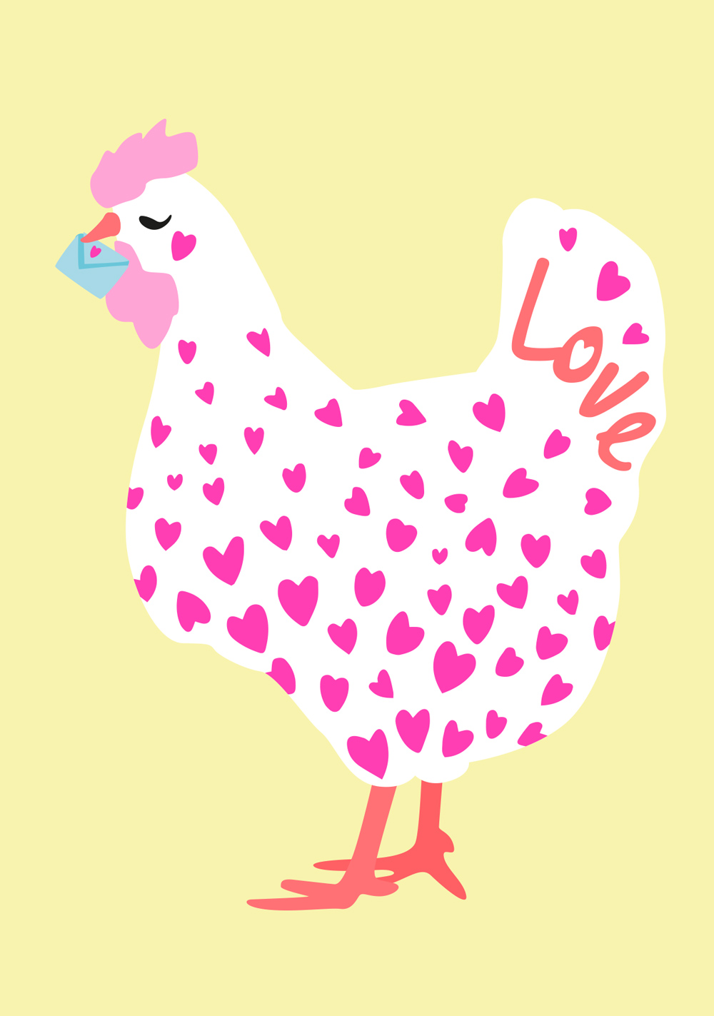 Postcard - luminous - Love Chicken