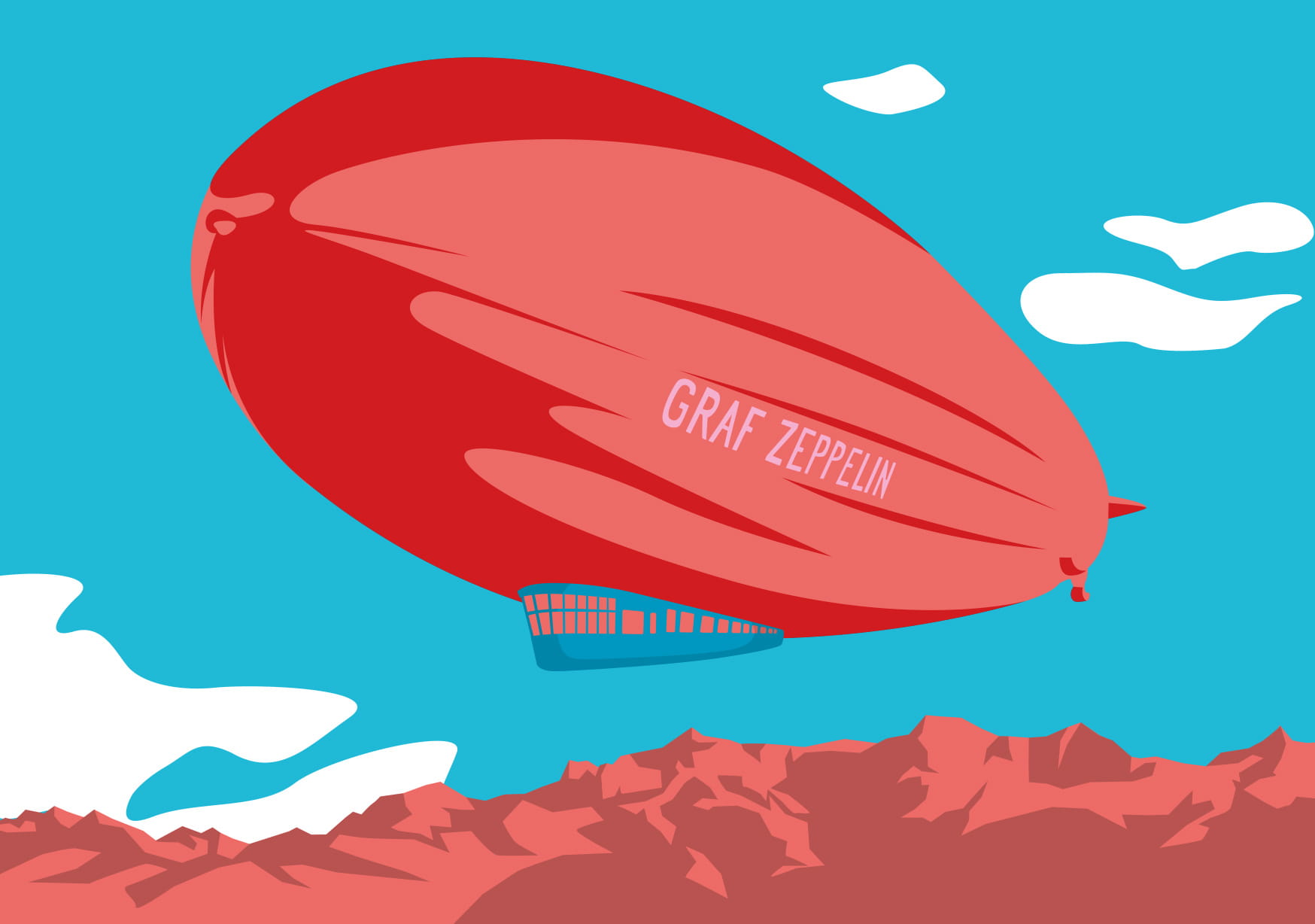 Postcard - Bon Voyage - Zeppelin