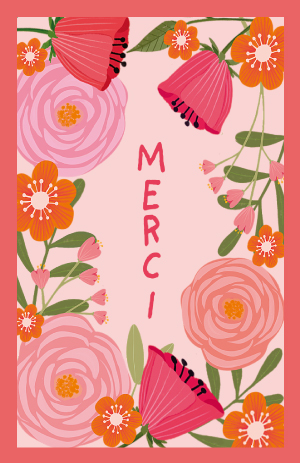 Minicard - Toni Starck - Merci pink flower frame Minicard - Toni Starck - Merci pink flower frame