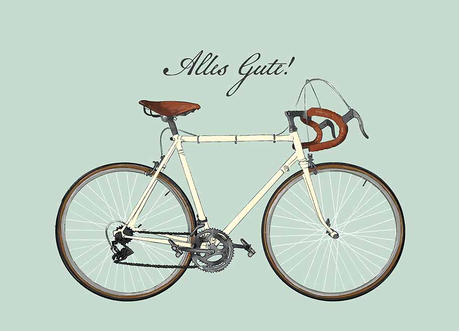 Postcard - m-illu - Racing bike Alles Gute