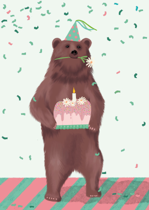 Postkarte - Toni Starck - Birthday Bear