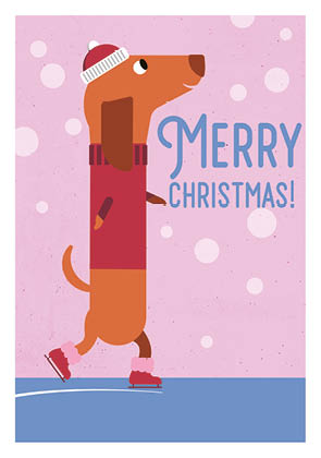 Postcard – Daria Ivanova – Dachshund on Ice Skates