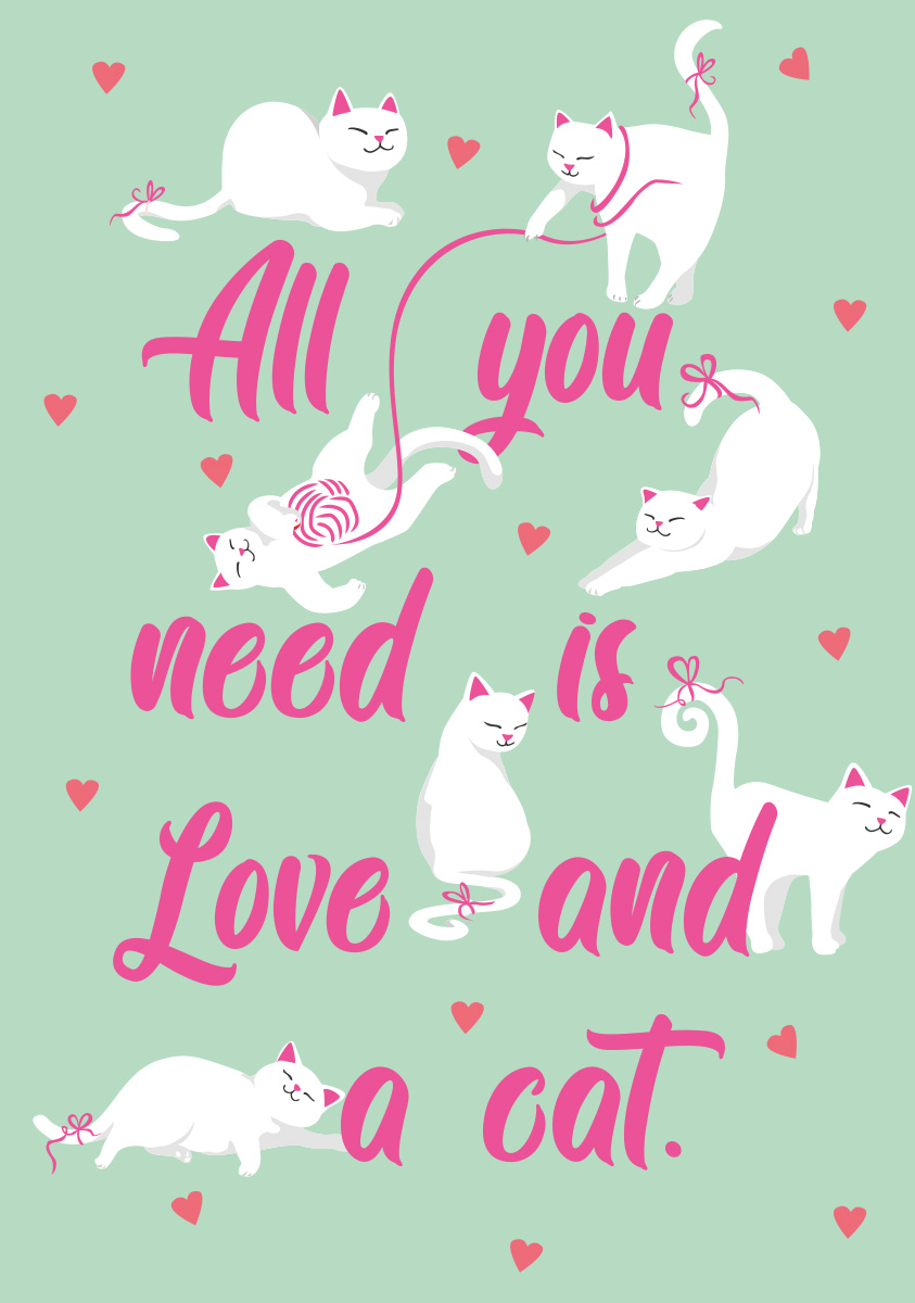 Postcard - luminous - All you need is a cat