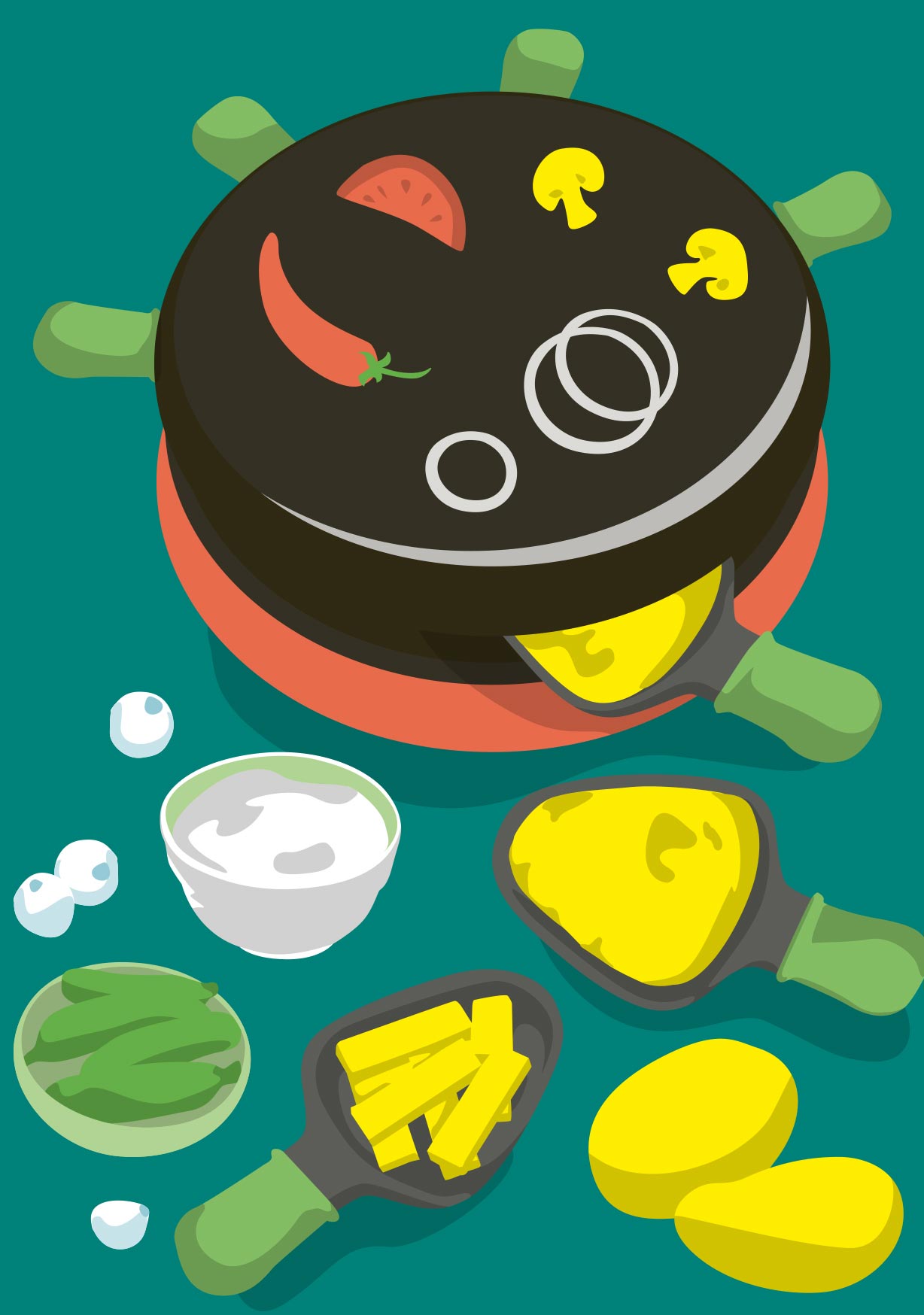 Postkarte - neonstyle - Raclette