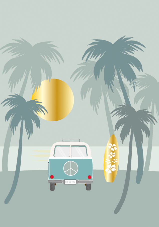 Postcard - Toni Starck - Beach bus