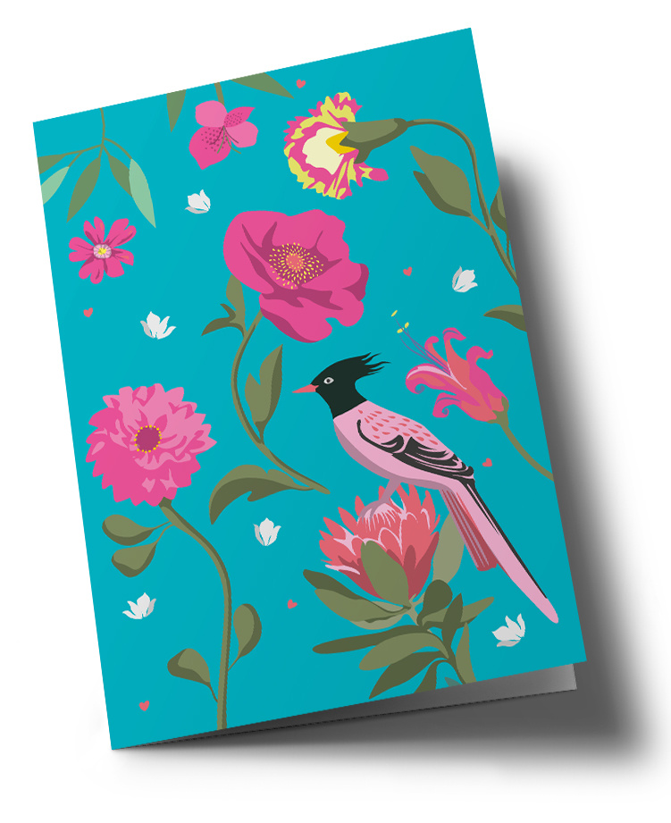 Doublecard C6 - happiness - Pink Bird Doublecard C6 - happiness - Pink Bird