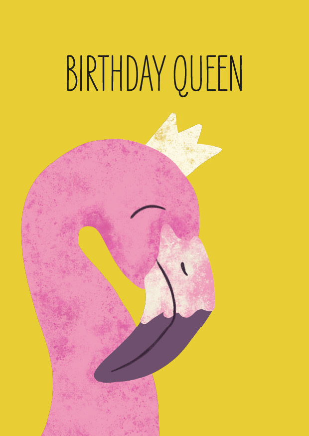 Postkarte - andrea liesert - Flamingo Birthday Queen