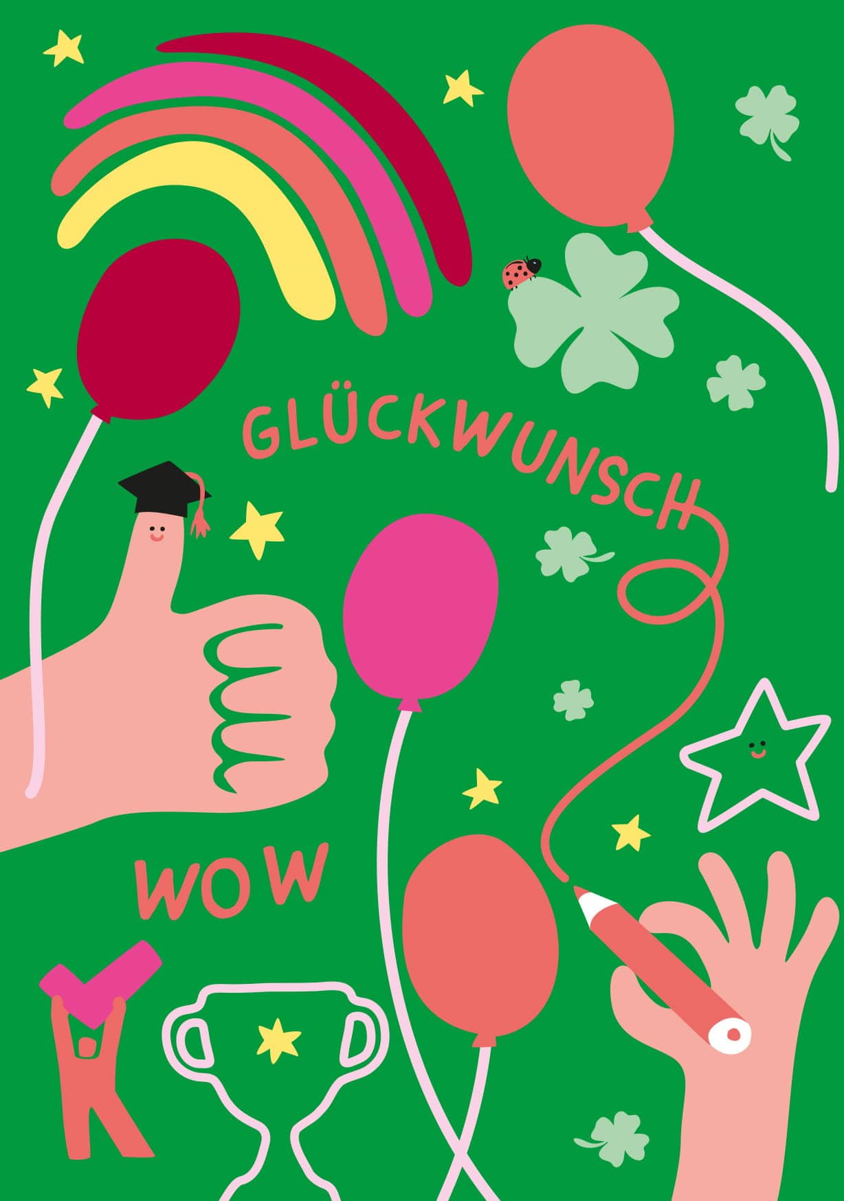 Postcard - poppins - Glückwunsch wow
