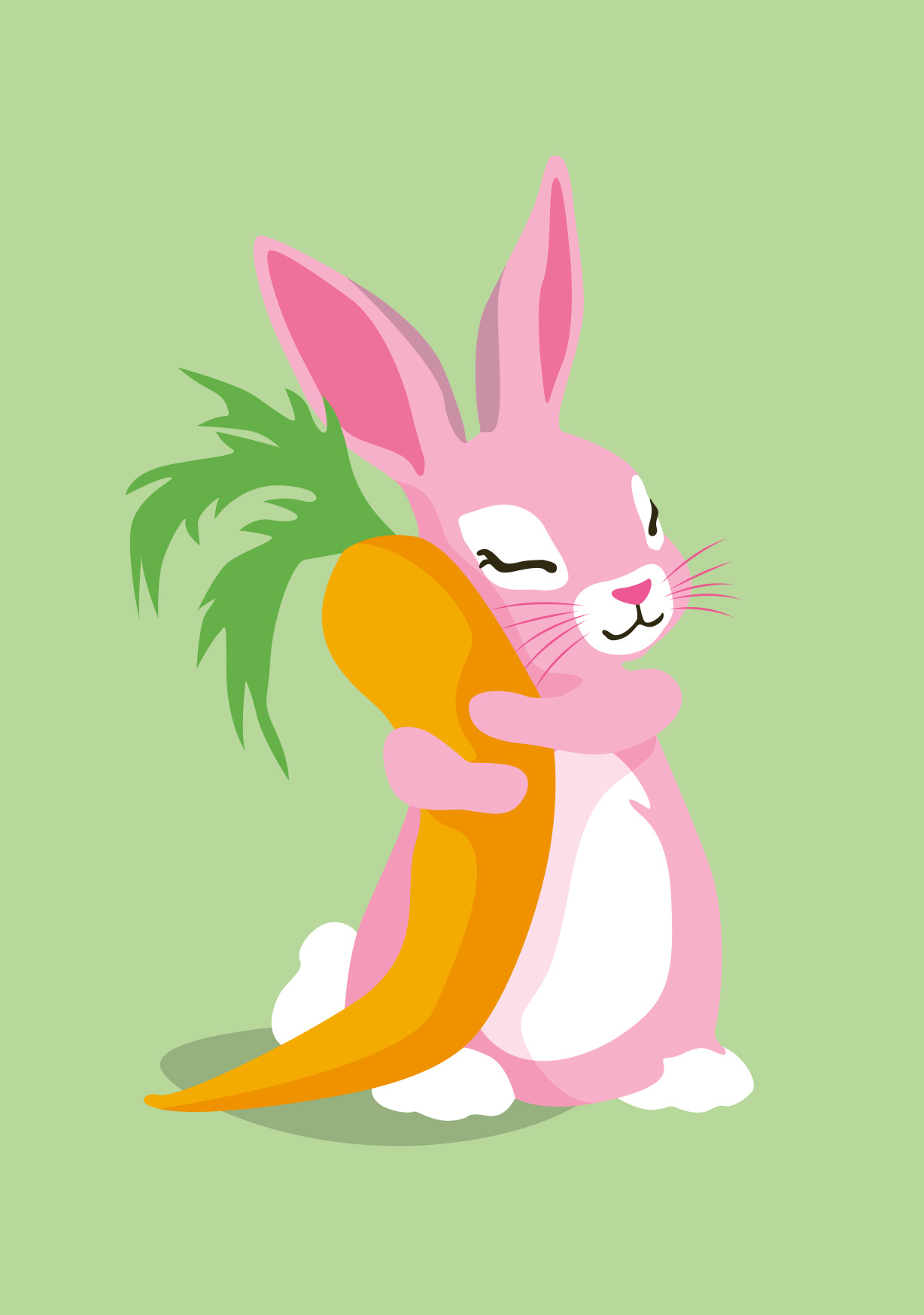 Postcard - luminous - Rabbit with a carrot